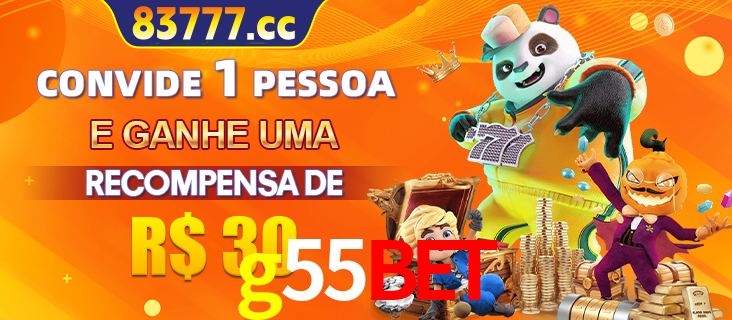 Banner institucional da g55bet sobre parceria de marcas e criação de uma marca de excelência, apresentando os mascotes de jogos populares como o Fortune Tiger.