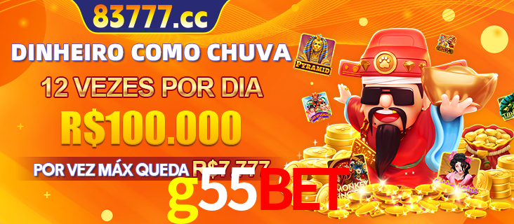 Banner do programa de recompensas Recomende para amigos do g55bet, detalhando os bônus por convidar amigos, com prêmios que chegam a R$288.888.